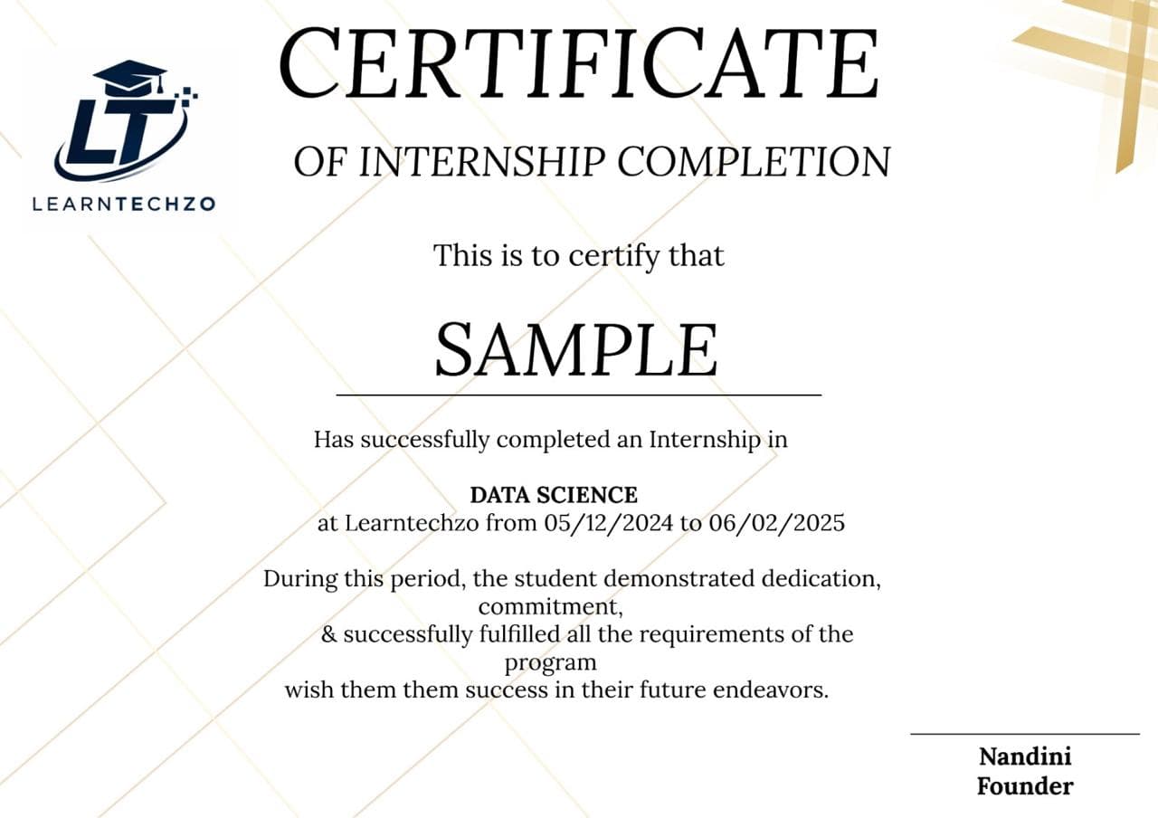 Internship Completion Certificate